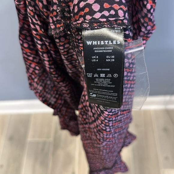 Whistles Multicolour Twist Dot Print Skirt Size 4 Midi Length Purple Viscose - Picture 5 of 8